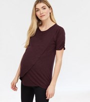 New Look Maternity 2 Pack Burgundy and Black Wrap Nursing T-Shirts